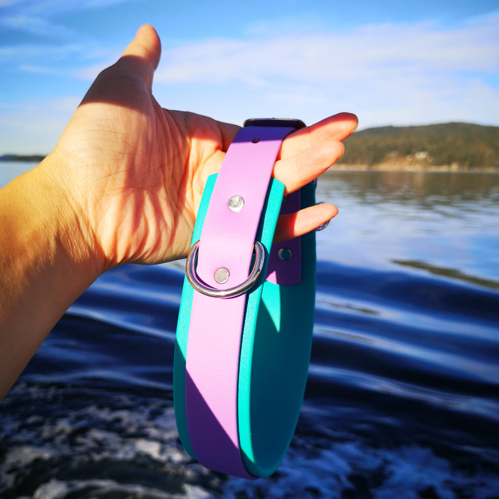Amethyst on teal