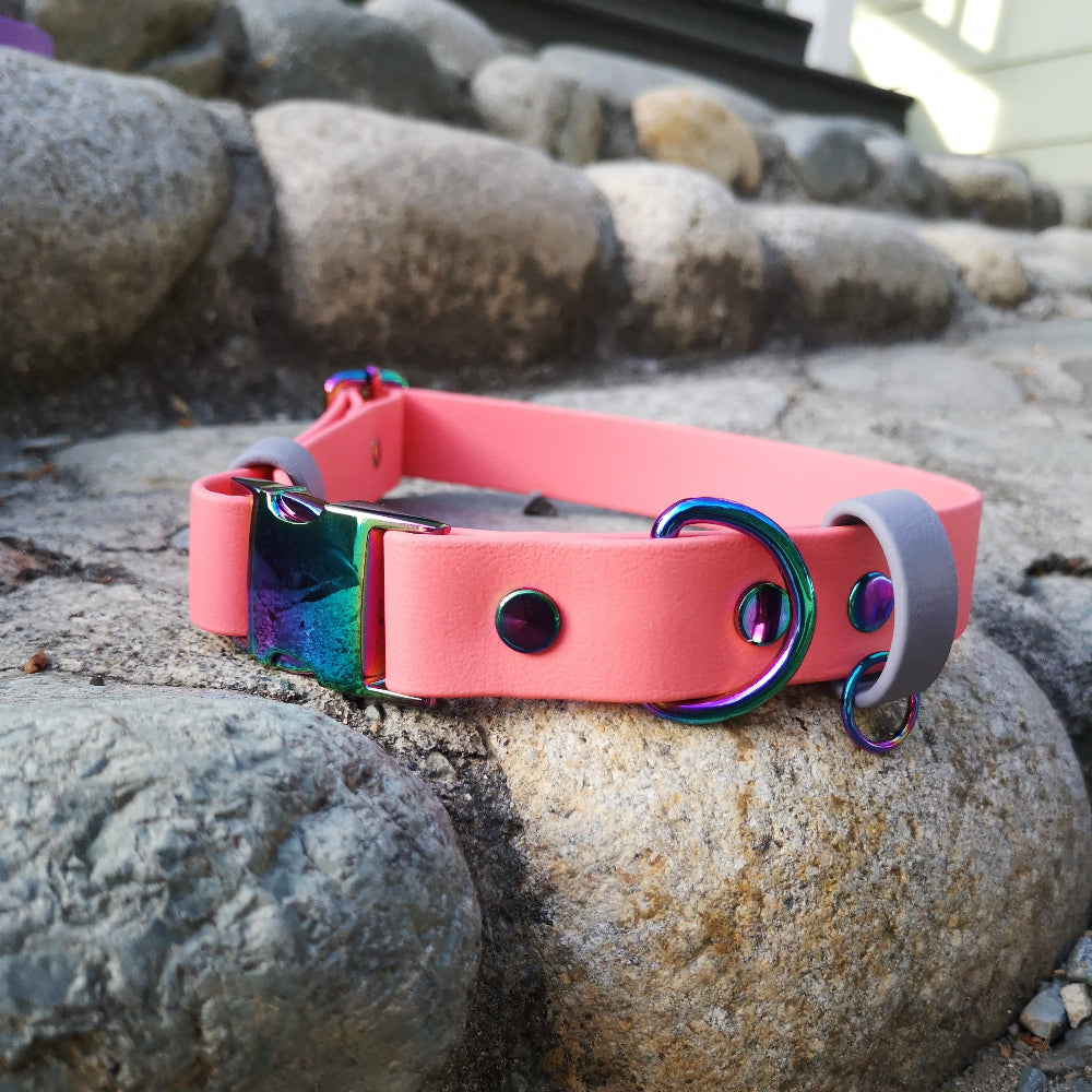 Coral pink and grey strap