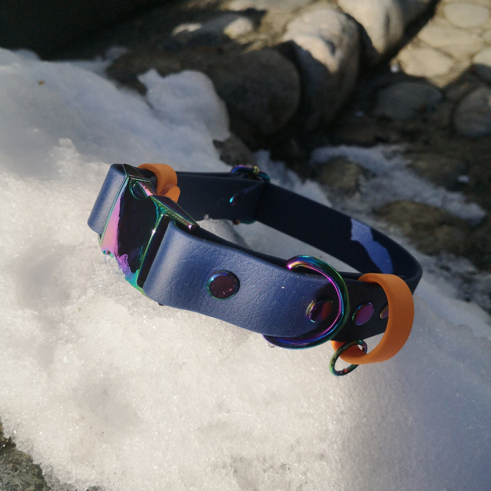 Navy with Mandarin orange strap