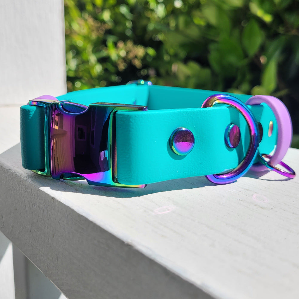 Teal and amethyst accent