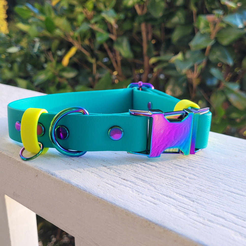 Teal and neon yellow