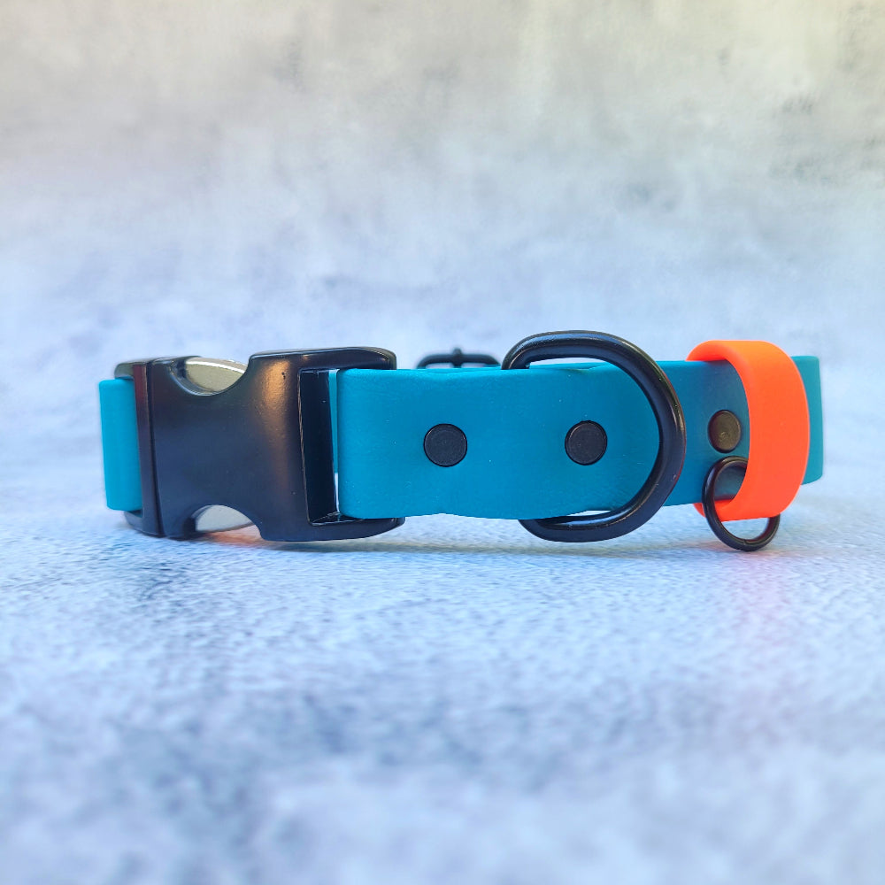 Blue lagoon with neon orange strap