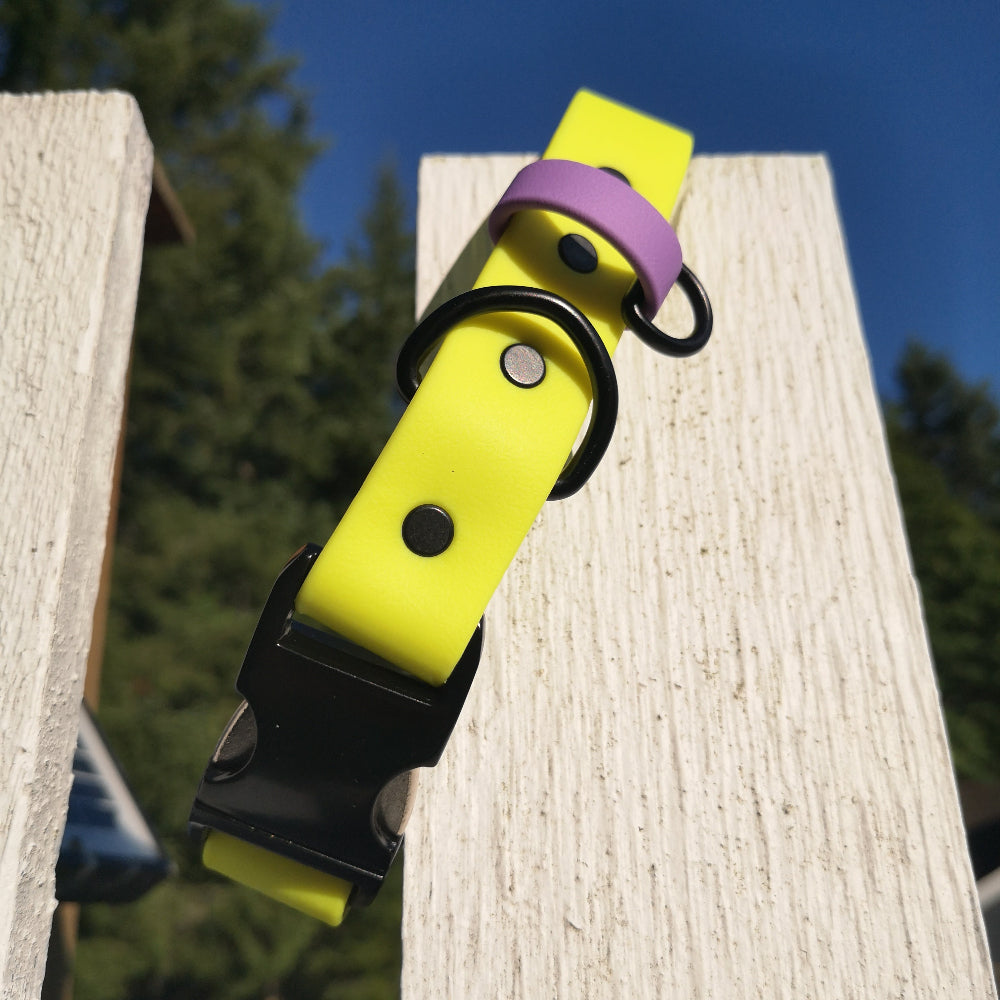 Neon yellow with amethyst strap