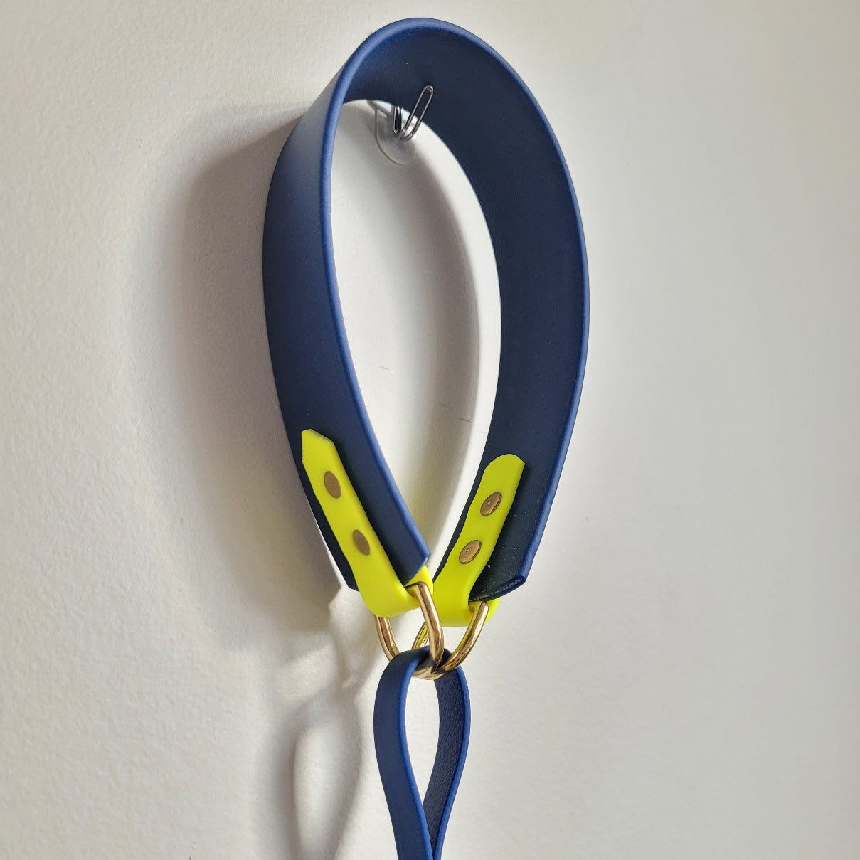 Navy blue with neon yellow