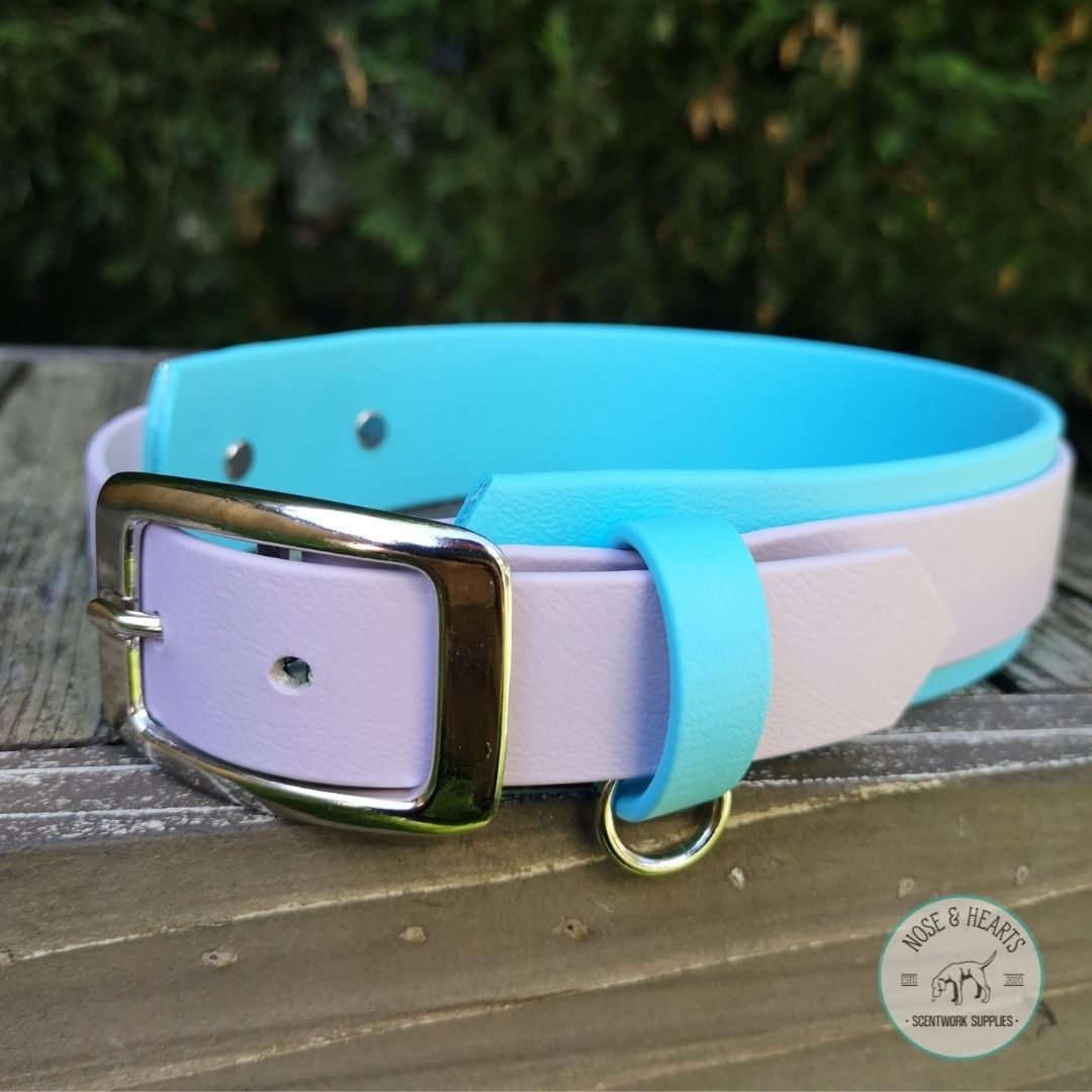 Sky blue wider colour with lavender 1" front colour