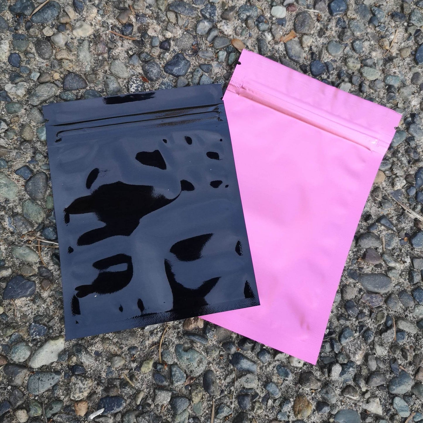 Pink & Black mylar bags (6 Pack)