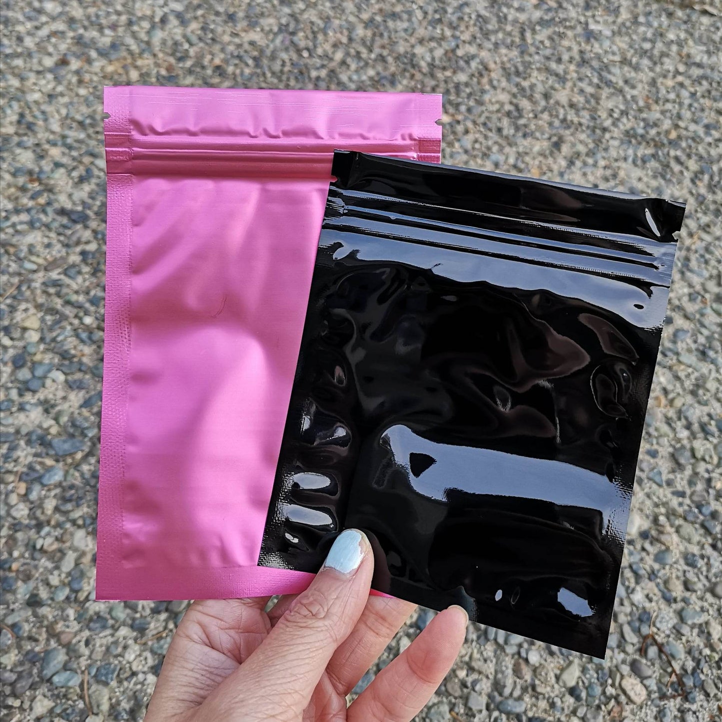 Pink & Black mylar bags (6 Pack)