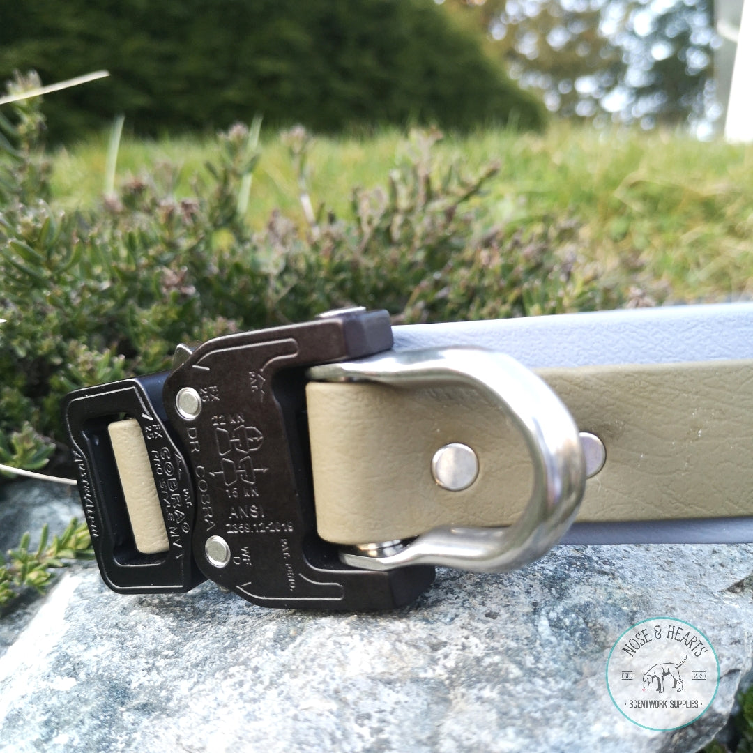 Grey wider colour with Olive 1" front colour.