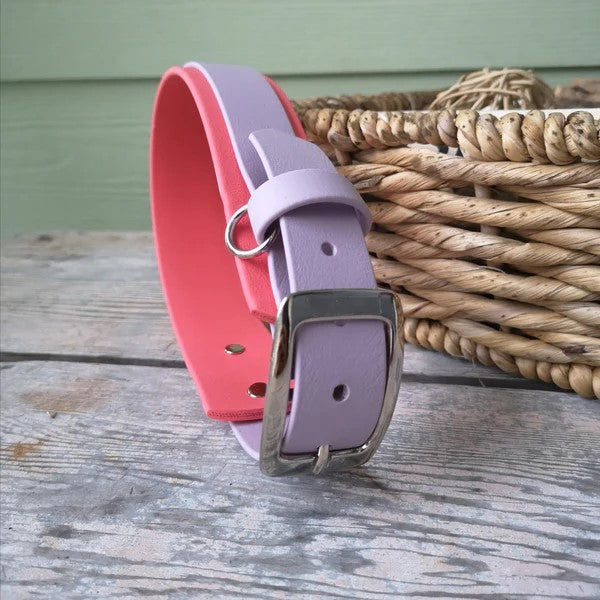 Pre-made: 1.5" Layered BioThane® Collar (Lavender & Coral Pink)