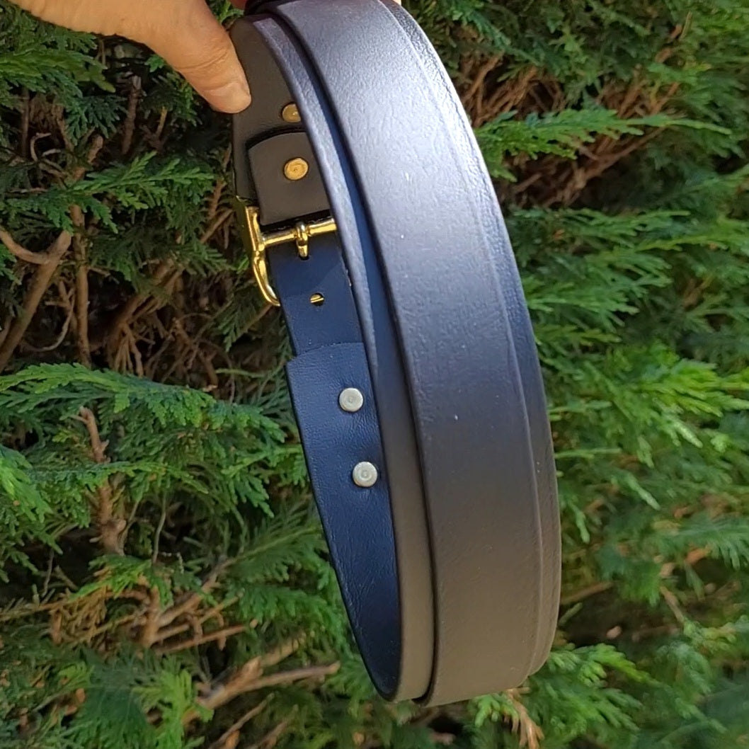 Black on black layered biothane collar. Glamorous and made in Canada 