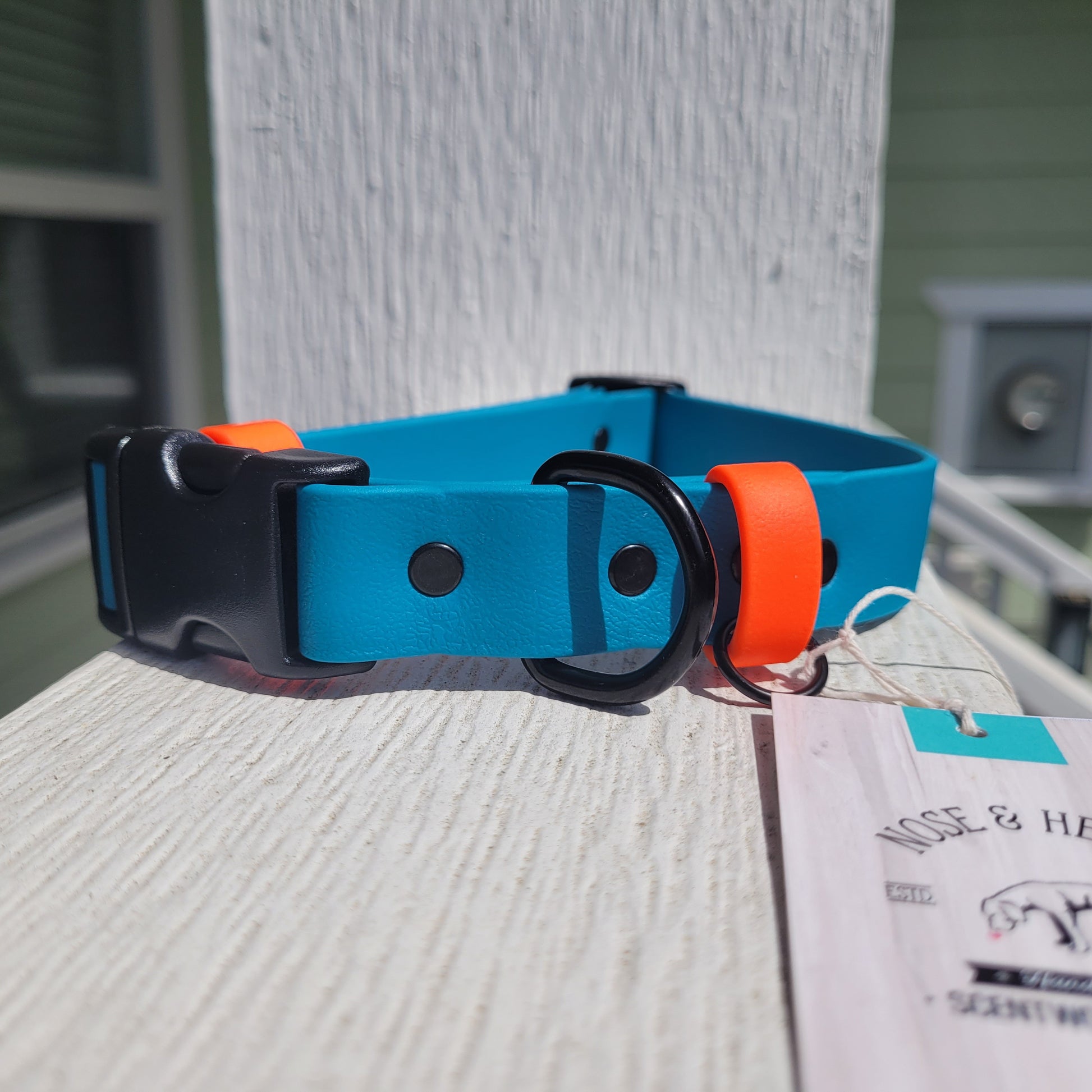 Blue lagoon with neon orange strap