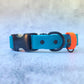 Blue lagoon with neon orange strap 