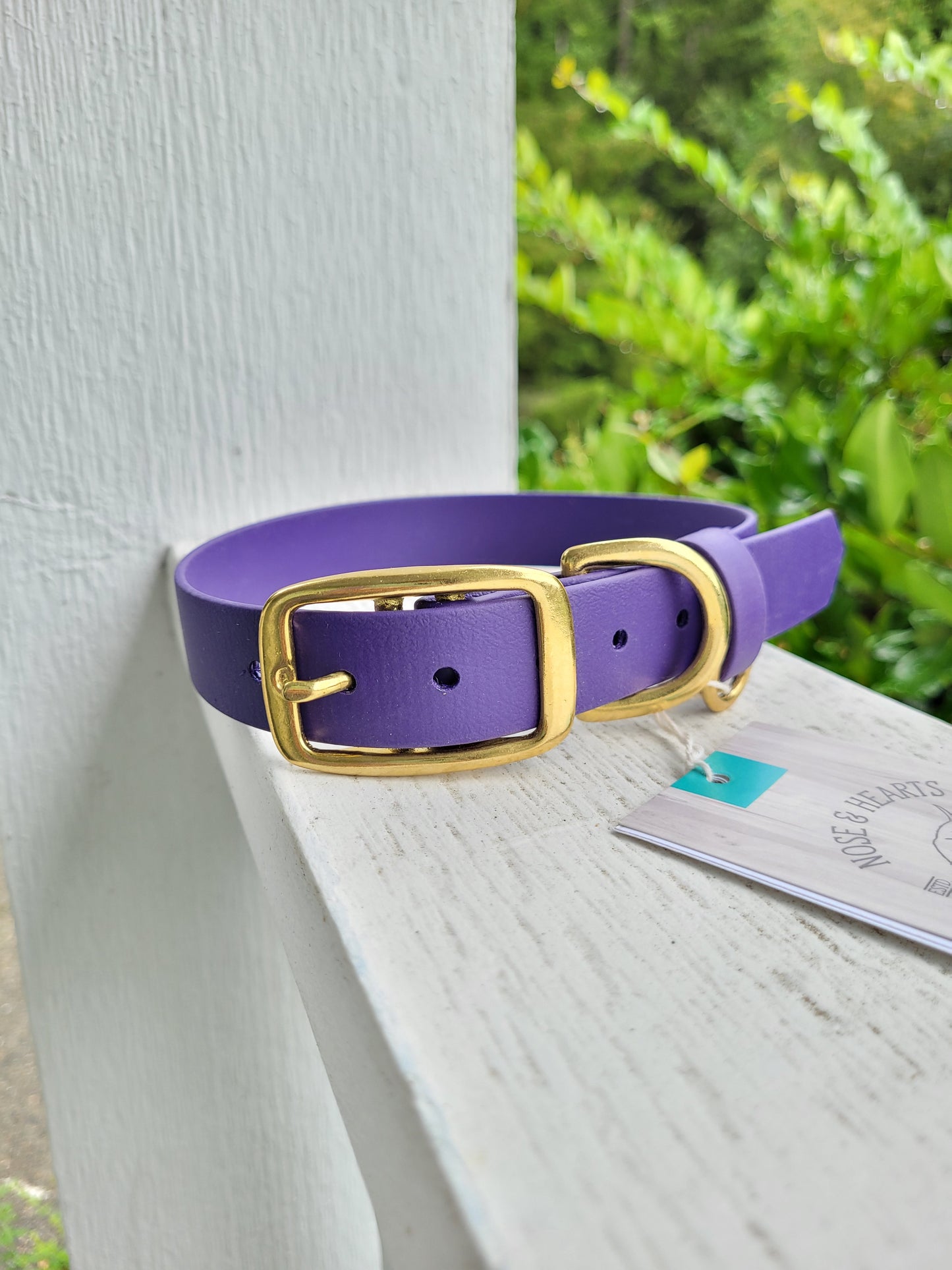 Pre-made: 1" Brass Metal Pin BioThane® Collar in Purple