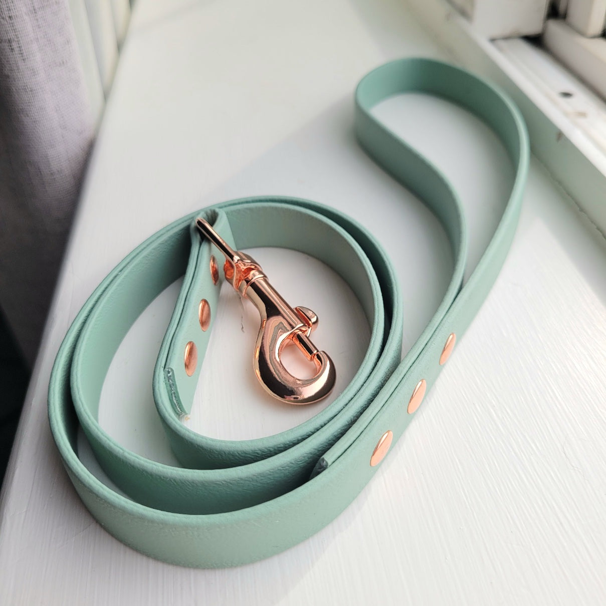 Sage green with rose gold 2.5" clasp