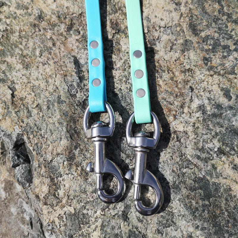 Sky blue and sea foam green with heavyweight stainless steel clasps