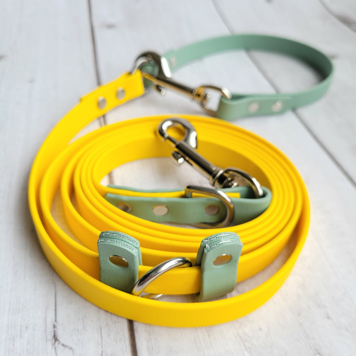 Yellow with Sage Green accents