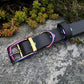 Black biothane collar with rainbow hardware