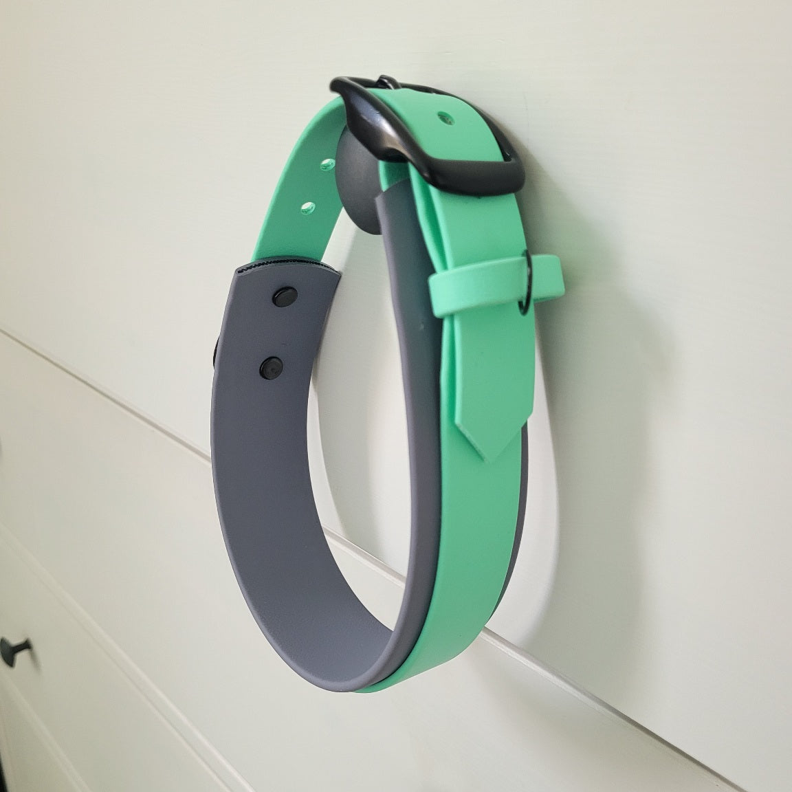 Sea foam green on top of grey