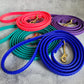 Hot pink, amethyst, teal and Royal blue all with 3" lightweight brass clasp, range from 8ft to 10ft