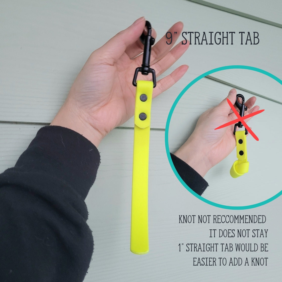 9" straight tab in neon yellow