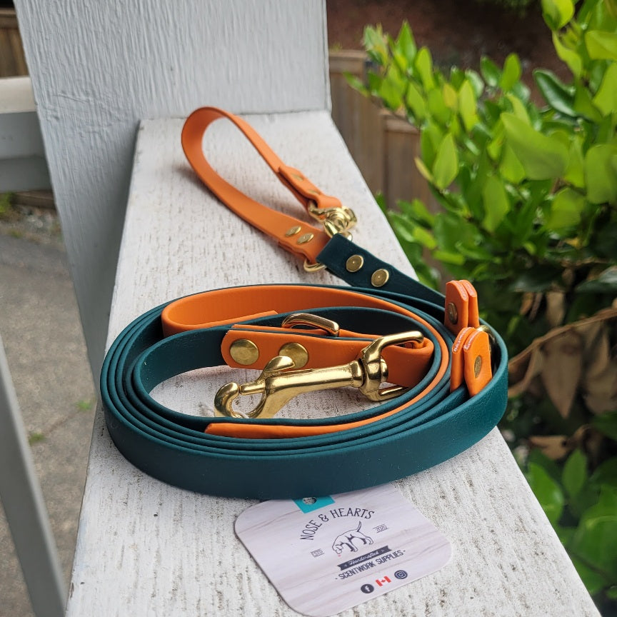 Burnt orange and Hunter Green Hands-Free Leash