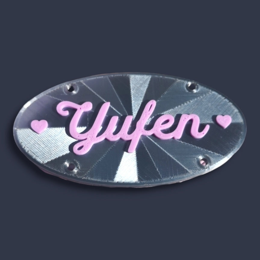 Metallic Grey with Lavender font 