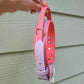 Coral Pink and Lavender Waterproof BioThane sport handle collar, great for dock diving and control