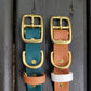 Hunter green & brown light tan and Brown light tan & white with brass hardware 