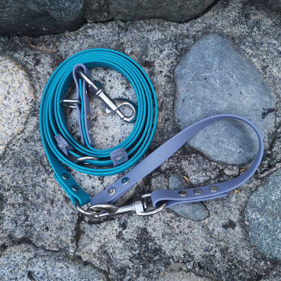 Blue lagoon and grey + stainless steel clasps