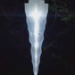 This is a single Icicle Vessel that has a metal hook and is lit up at night.