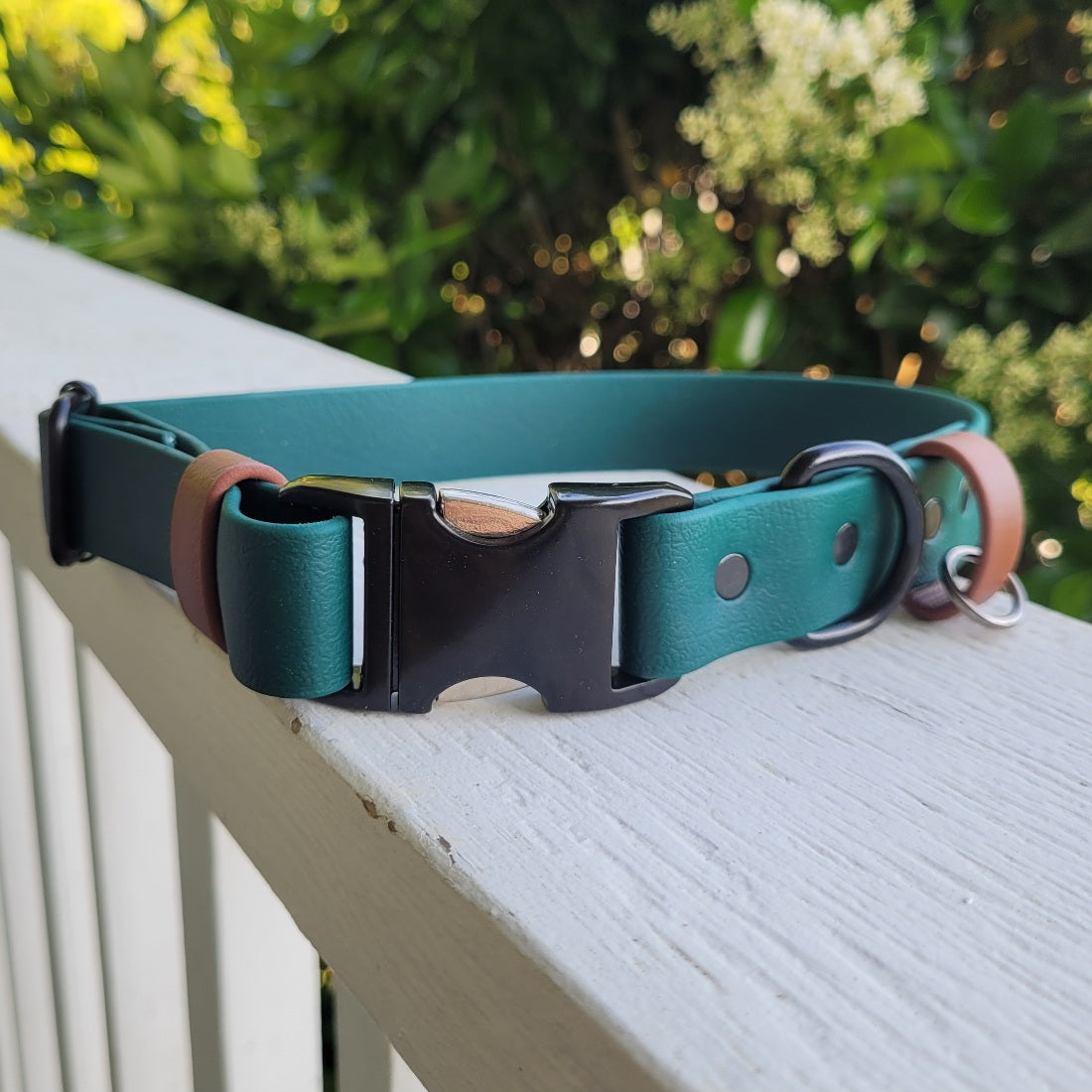 Hunter green and medium brown
