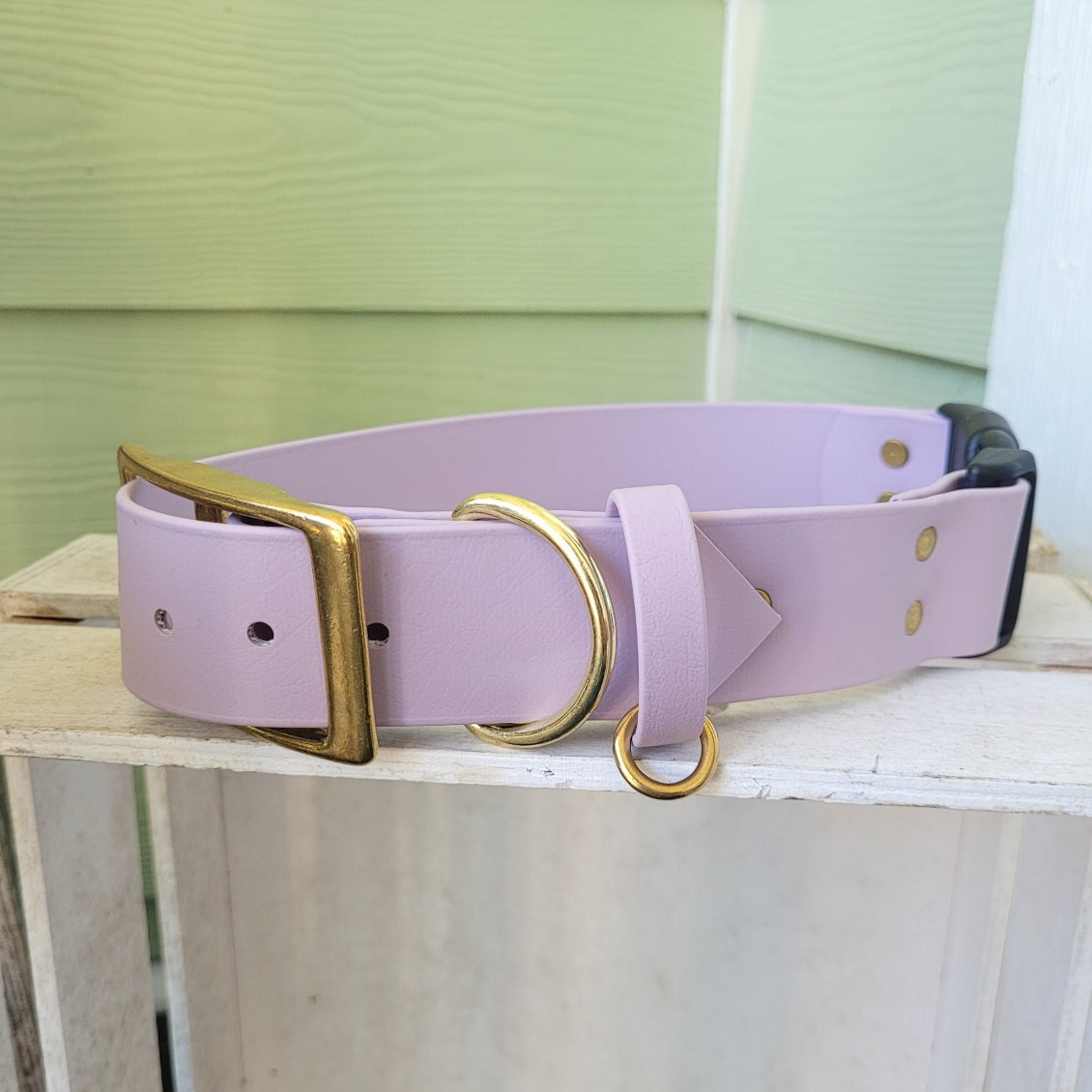 Lavender with brass hardware 