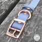 Light Grey strap - 1" Metal Pin Biothane Collar Rose Gold