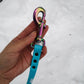 Rainbow clasp with sky blue biothane with black rivets (variation special order)