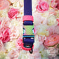 Main colour purple with accent colour (straps) magenta pink