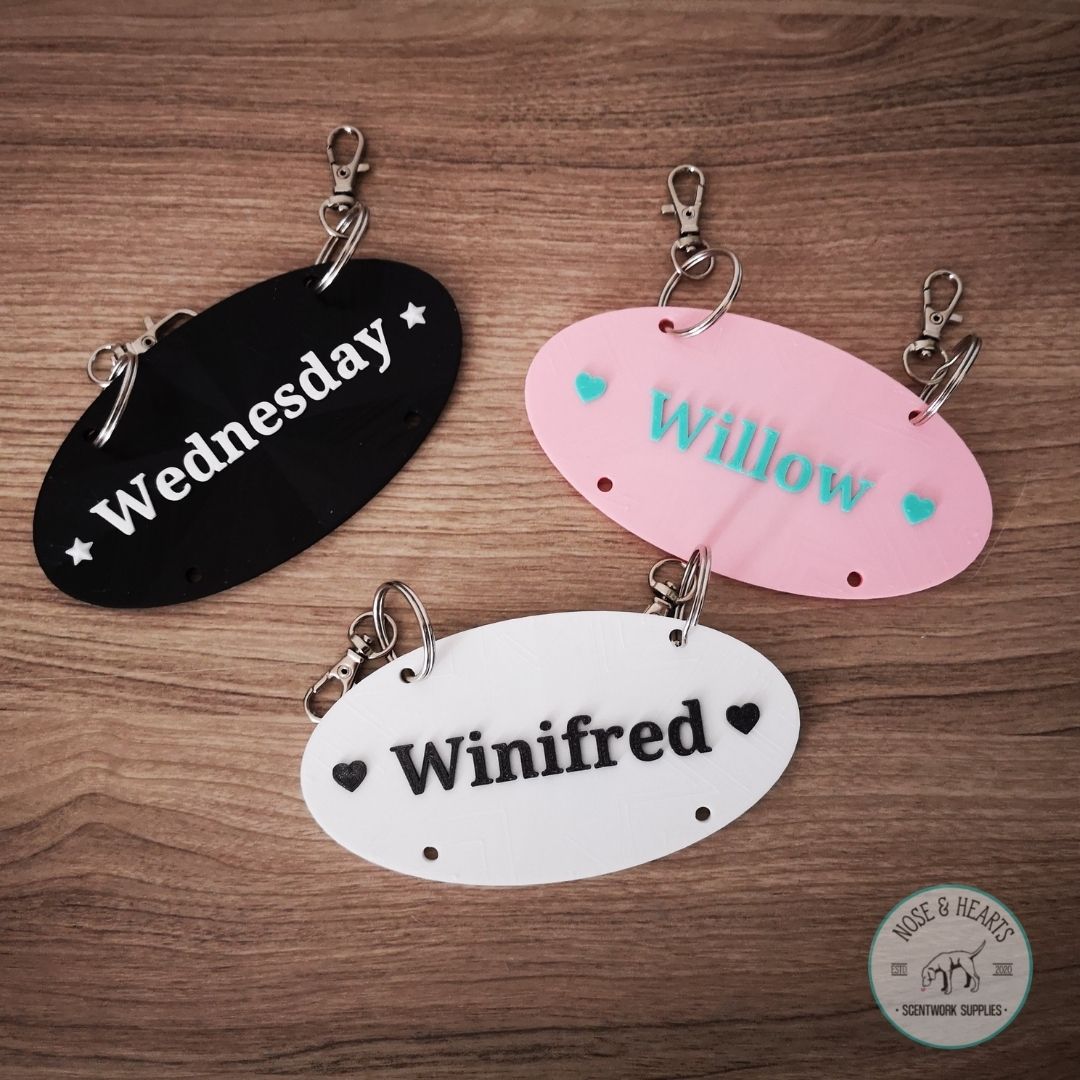 Wednesday (Black & White).  Willow (Light pink & Mint).  Winifred (White & Cosmic Sparkle Black)
