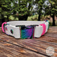 Main colour white with accent colour (straps) magenta pink